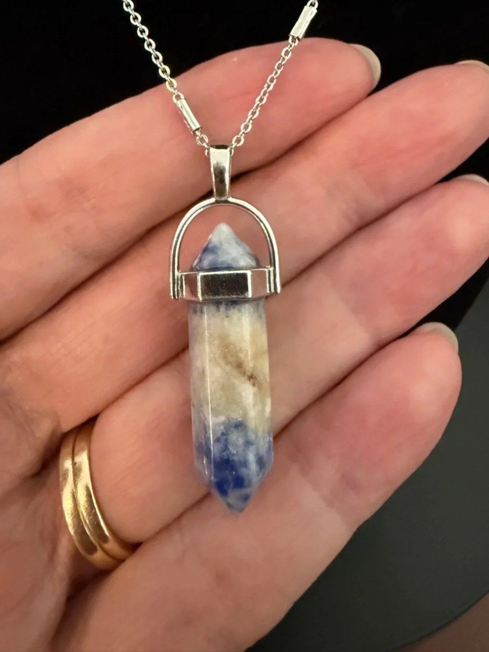 Sodalite Blue Stone Crystal Pendant Necklace - Picture 5 of 7